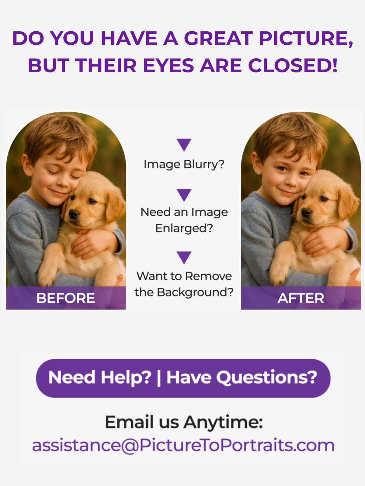 Help and ordering information for custom portraits