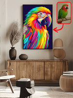 Bright pop art parrot portrait of a macaw