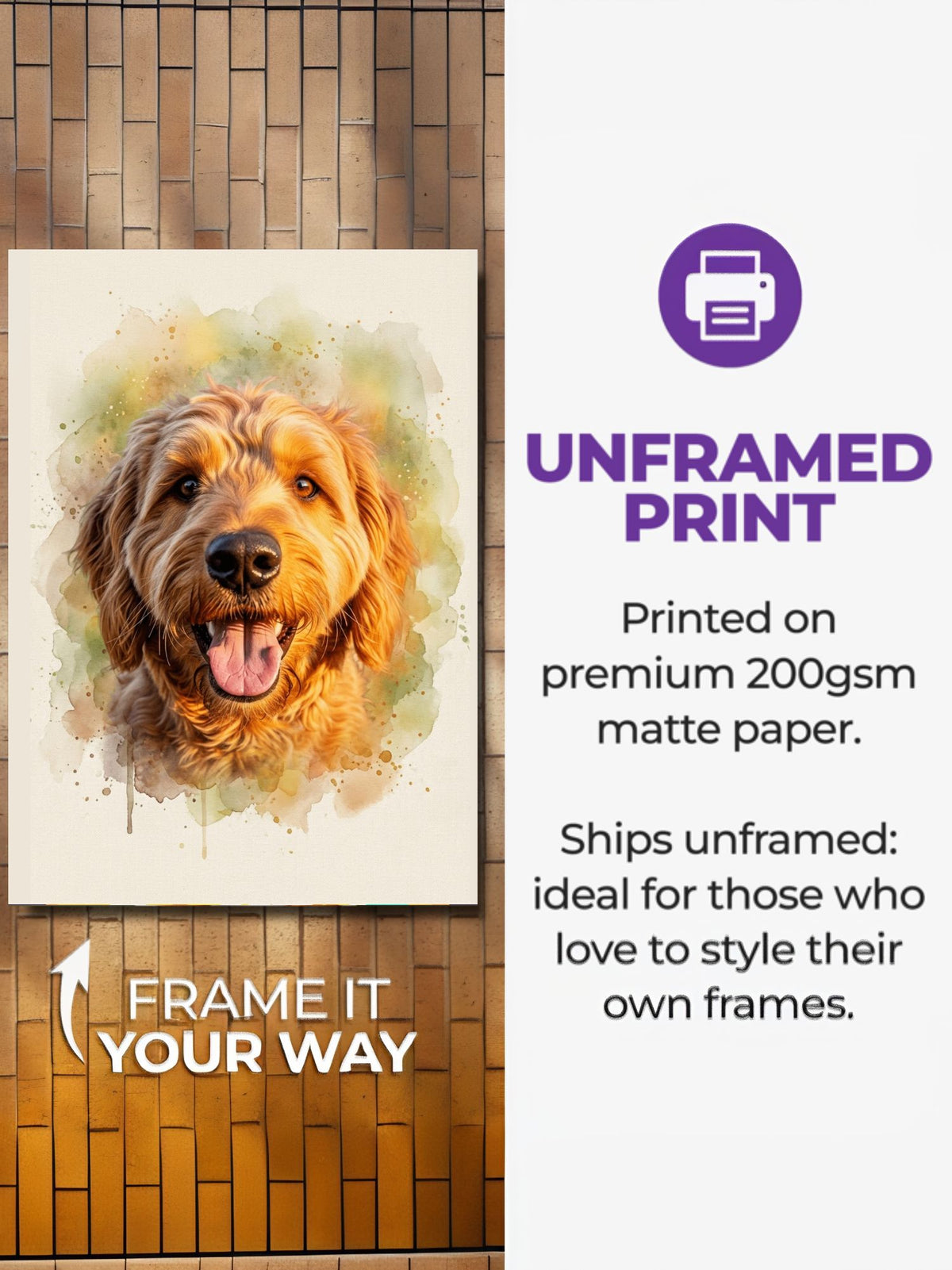 Custom watercolor portrait on a museum-quality poster