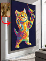 Bright pop art cat portrait of a playful kitten