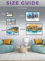 Custom place portrait size guide displayed on a wall