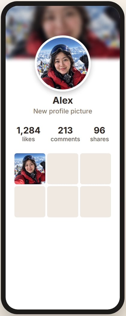 A Hero Shot on the summit of Everest used as a new profile picture